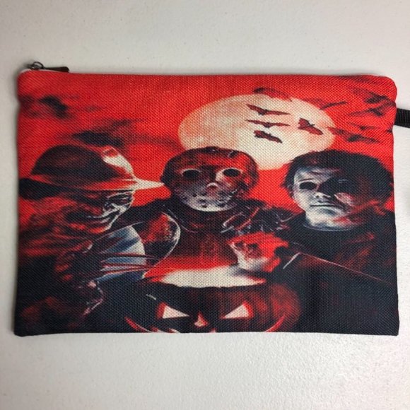 Horror Movie Mash Travel Bag Jason Freddy Michael Myers Cosmetic Halloween - Picture 2 of 8